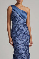 Load image into Gallery viewer, Navy Mermaid Floral Long Formal Dress