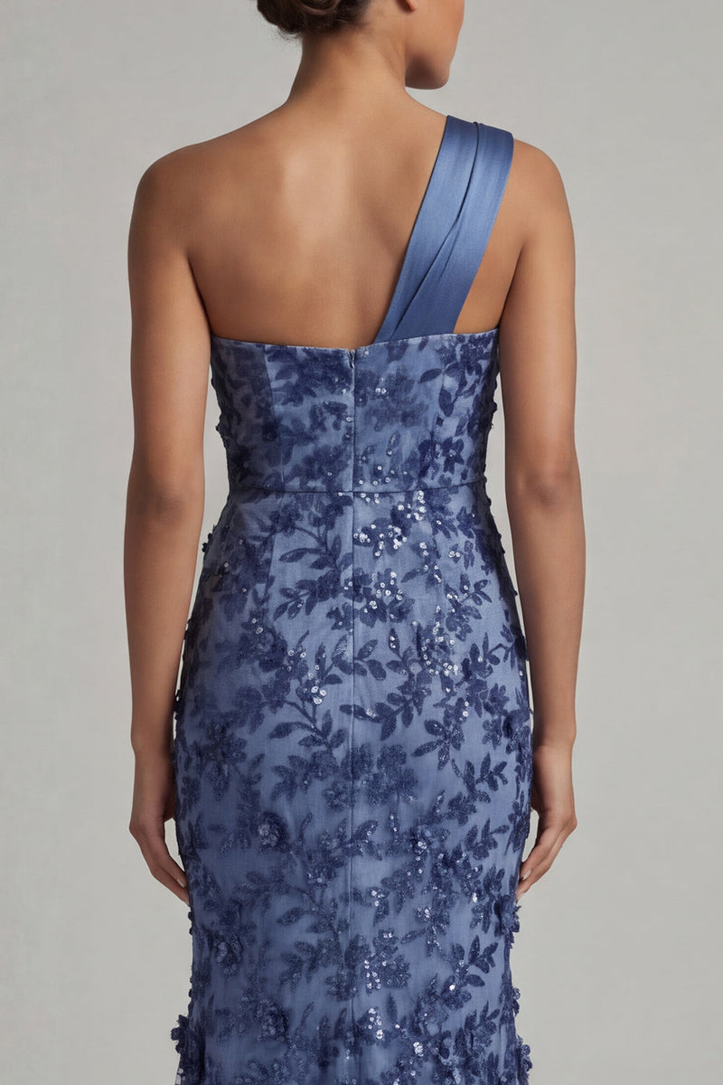 Load image into Gallery viewer, Navy Mermaid Floral Long Formal Dress