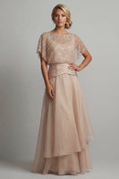 Load image into Gallery viewer, Champagne Beaded A Line Long Formal Dress with Ruffles
