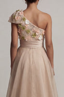 Load image into Gallery viewer, Champagne A Line Floral Long Mother of the Bride Dress with Bow