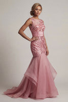 Load image into Gallery viewer, Sparkly Pink Mermaid Sequin Long Mother of the Bride Dress with Ruffles