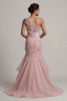Load image into Gallery viewer, Blush Floral Mermaid Long Mother of the Bride Dress with Ruffles