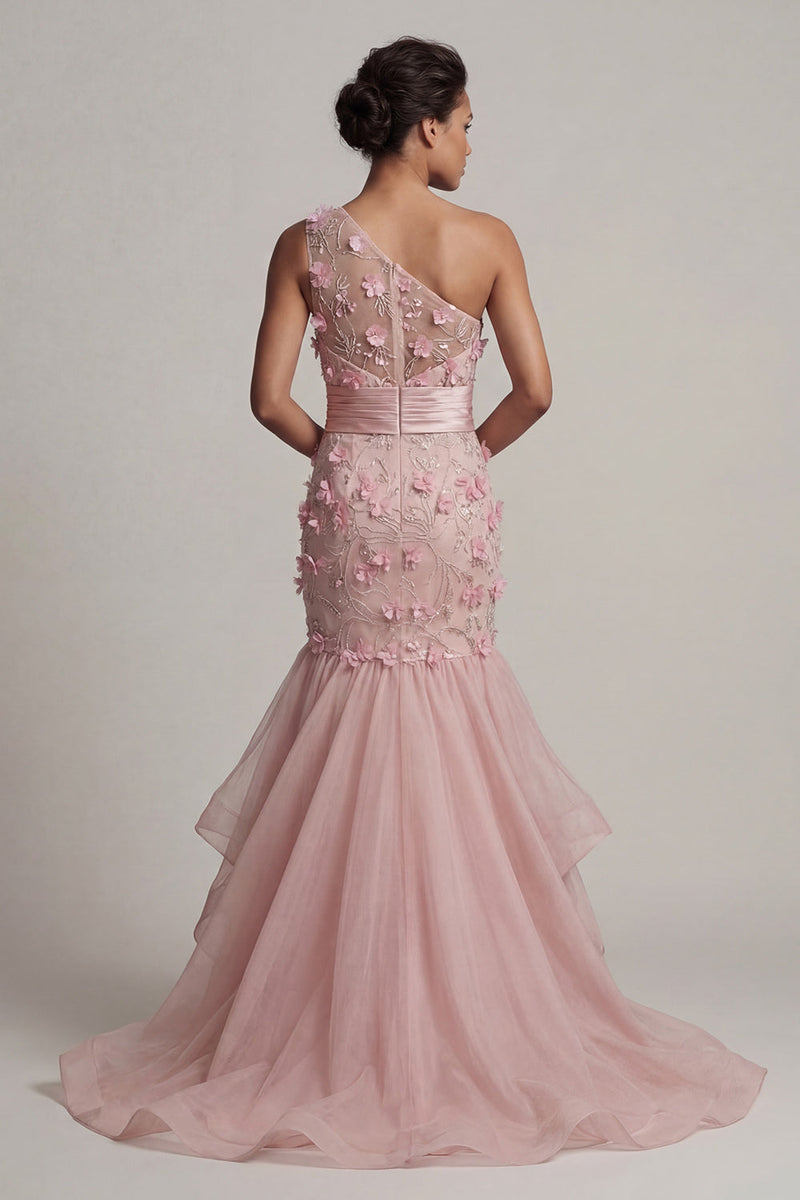 Load image into Gallery viewer, Blush Floral Mermaid Long Mother of the Bride Dress with Ruffles