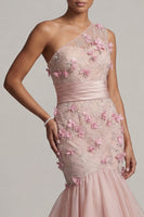 Load image into Gallery viewer, Blush Floral Mermaid Long Mother of the Bride Dress with Ruffles