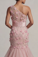 Load image into Gallery viewer, Blush Floral Mermaid Long Mother of the Bride Dress with Ruffles