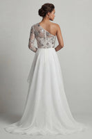 Load image into Gallery viewer, Sparkly White A Line Sequin Long Mother of the Bride Dress with Ruffles
