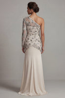 Load image into Gallery viewer, Sparkly Apricot Floral Sequin Mermaid Long Mother of the Bride Dress