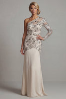 Load image into Gallery viewer, Sparkly Apricot Floral Sequin Mermaid Long Mother of the Bride Dress