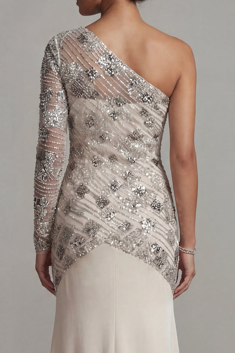 Load image into Gallery viewer, Sparkly Apricot Floral Sequin Mermaid Long Mother of the Bride Dress