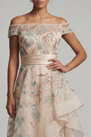 Load image into Gallery viewer, Blush Floral Long A Line Mother of the Bride Dress with Ruffles