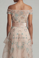 Load image into Gallery viewer, Blush Floral Long A Line Mother of the Bride Dress with Ruffles