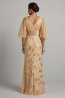 Load image into Gallery viewer, Champagne Floral Long Mermaid Mother of the Bride Dress