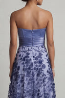 Load image into Gallery viewer, Navy Strapless Floral Long A Line Mother of the Bride Dress