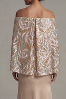 Load image into Gallery viewer, Sparkly Champagne Sequin Long Mermaid Formal Dress with Cape