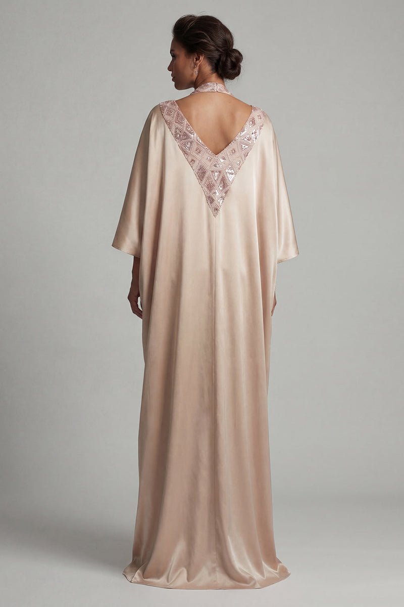 Load image into Gallery viewer, Sparkly Champagne Sequin Sheath Halter Long Formal Dress with Slit