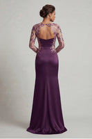 Load image into Gallery viewer, Floral Dark Purple Mermaid Long Sequin Bateau Neck Formal Dress