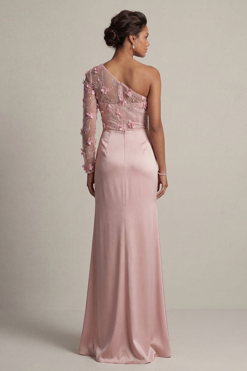 Load image into Gallery viewer, Dusty Rose Ruched Mermaid Long Floral Formal Dress with Slit