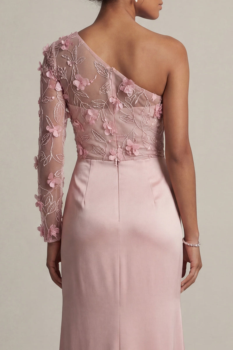 Load image into Gallery viewer, Dusty Rose Ruched Mermaid Long Floral Formal Dress with Slit