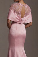 Load image into Gallery viewer, Floral Pink Round Neck Mermaid Long Formal Dress