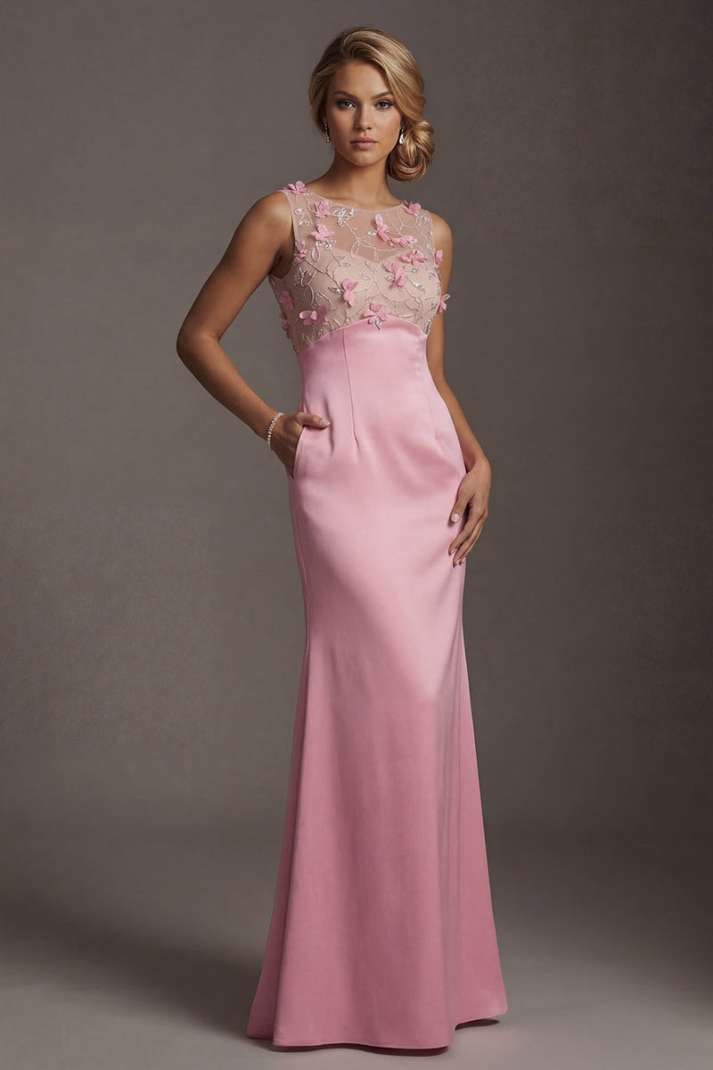 Load image into Gallery viewer, Pink Mermaid Long Floral Formal Dress with Pocket