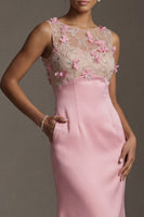 Load image into Gallery viewer, Pink Mermaid Long Floral Formal Dress with Pocket