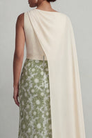 Load image into Gallery viewer, Green Mermaid Floral Long Formal Dress with Side Cape
