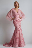 Load image into Gallery viewer, Sparkly Pink Sequin Mermaid Long Ruched Formal Dress