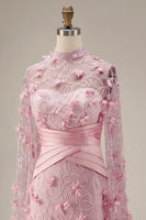 Load image into Gallery viewer, Pink Floral Ruched Mermaid Long Formal Dress with Cape
