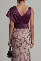 Load image into Gallery viewer, Sparkly Dark Purple V-Neck Mermaid Long Beaded Formal Dress