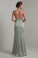 Load image into Gallery viewer, Sparkly Light Green Sequin Long Mermaid Formal Dress with Cape
