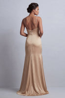 Load image into Gallery viewer, Sparkly Champagne Mermaid Beaded Long Formal Dress with Cape