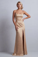 Load image into Gallery viewer, Sparkly Champagne Mermaid Beaded Long Formal Dress with Cape