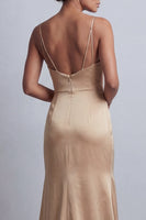 Load image into Gallery viewer, Sparkly Champagne Mermaid Beaded Long Formal Dress with Cape