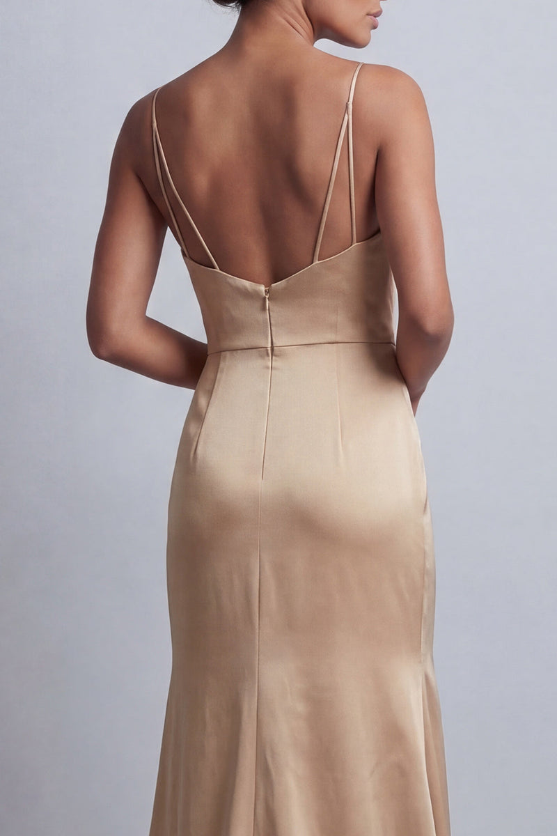 Load image into Gallery viewer, Sparkly Champagne Mermaid Beaded Long Formal Dress with Cape