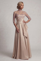 Load image into Gallery viewer, Champagne Floral Long A Line Ruched Formal Dress with Ruffles