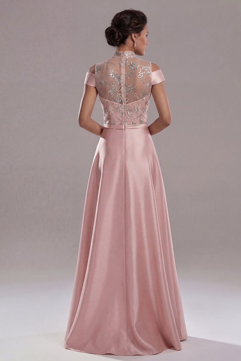Load image into Gallery viewer, Sparkly Pink A Line Beaded Long Formal Dress