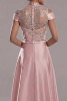 Load image into Gallery viewer, Sparkly Pink A Line Beaded Long Formal Dress