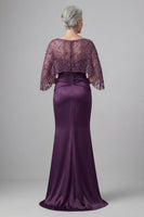 Load image into Gallery viewer, Sparkly Dark Purple Boat Neck Mermaid Beaded Long Mother of the Bride Dress