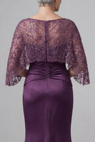 Load image into Gallery viewer, Sparkly Dark Purple Boat Neck Mermaid Beaded Long Mother of the Bride Dress