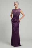 Load image into Gallery viewer, Sparkly Dark Purple Mermaid Beaded Long Mother of the Bride Dress with Pockets