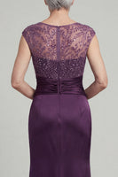 Load image into Gallery viewer, Sparkly Dark Purple Mermaid Beaded Long Mother of the Bride Dress with Pockets