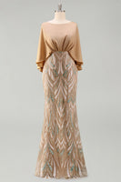Load image into Gallery viewer, Sparkly Champagne Sequin Mermaid Long Mother of the Bride Dress