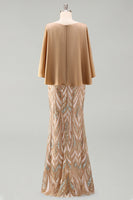 Load image into Gallery viewer, Sparkly Champagne Sequin Mermaid Long Mother of the Bride Dress