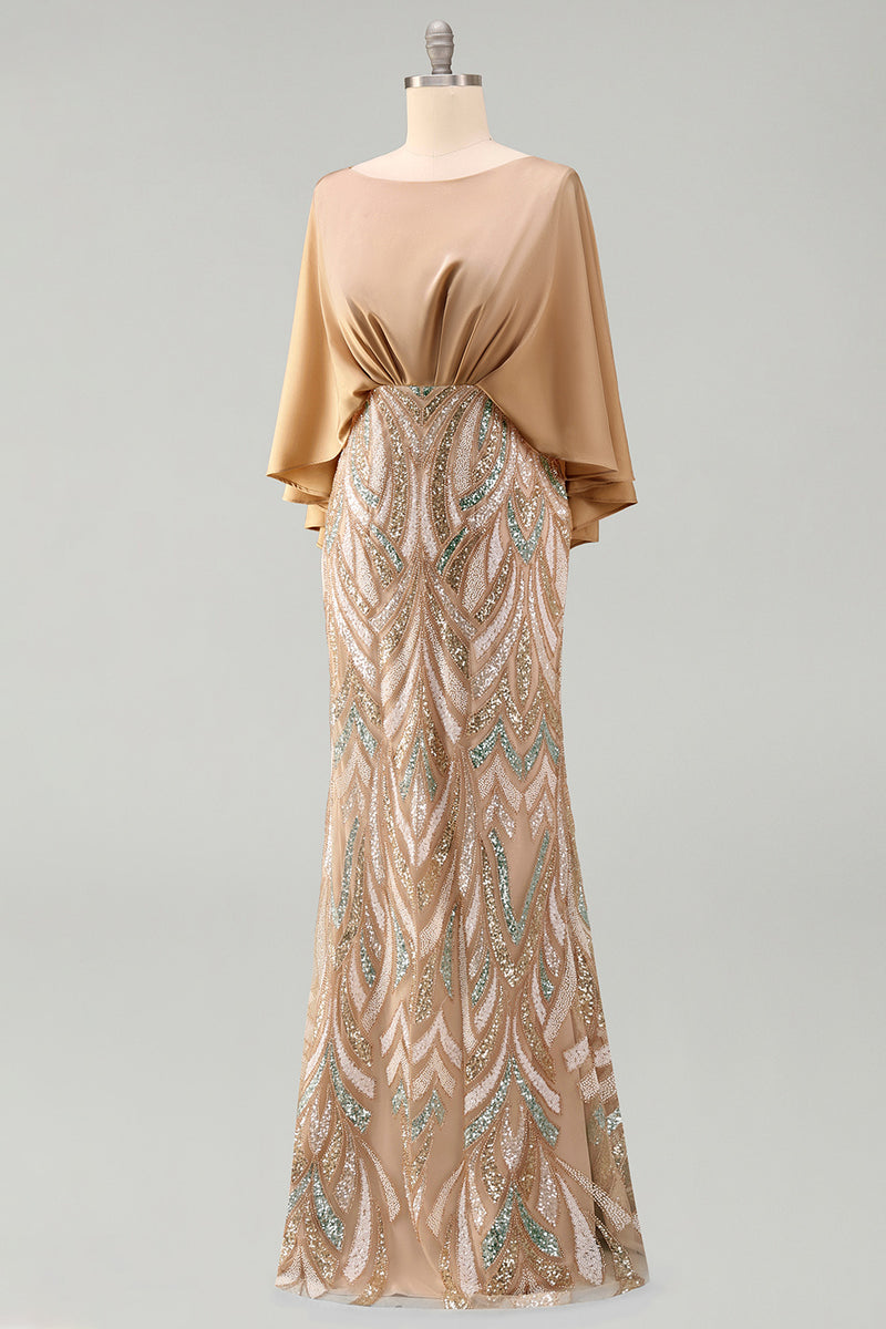 Load image into Gallery viewer, Sparkly Champagne Sequin Mermaid Long Mother of the Bride Dress