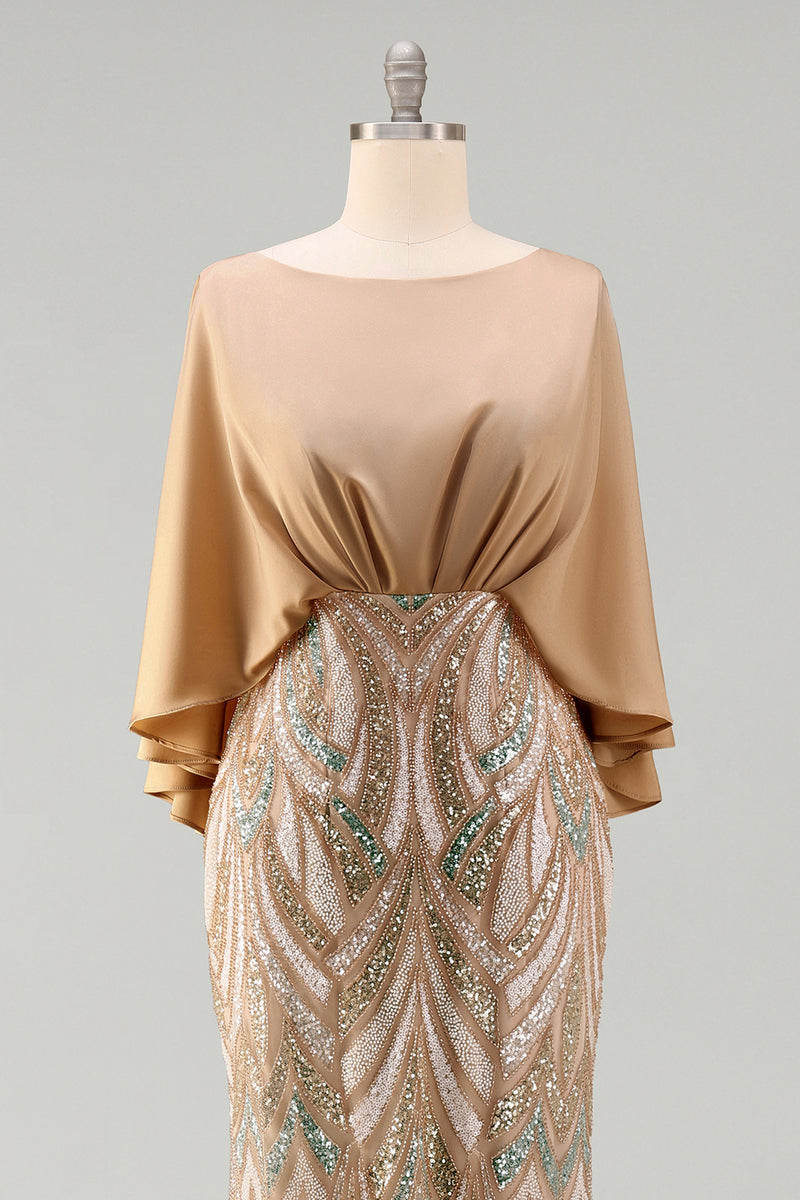 Load image into Gallery viewer, Sparkly Champagne Sequin Mermaid Long Mother of the Bride Dress