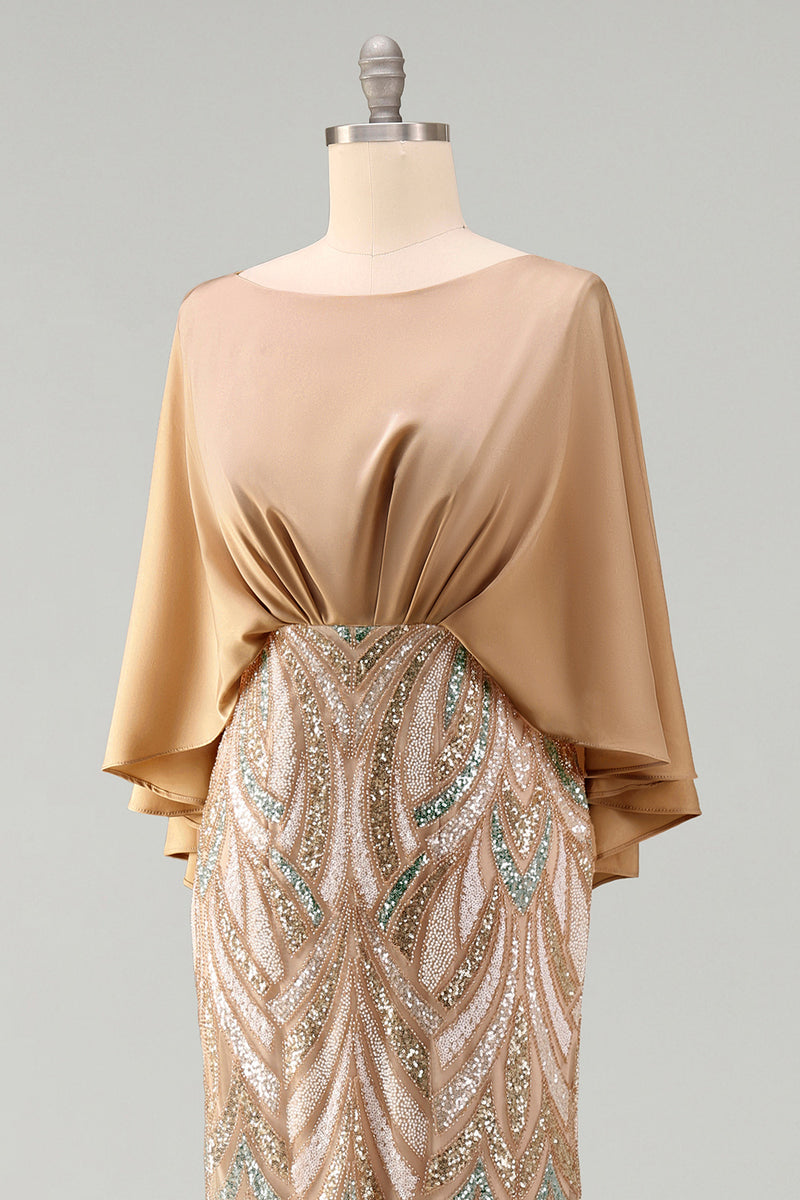 Load image into Gallery viewer, Sparkly Champagne Sequin Mermaid Long Mother of the Bride Dress