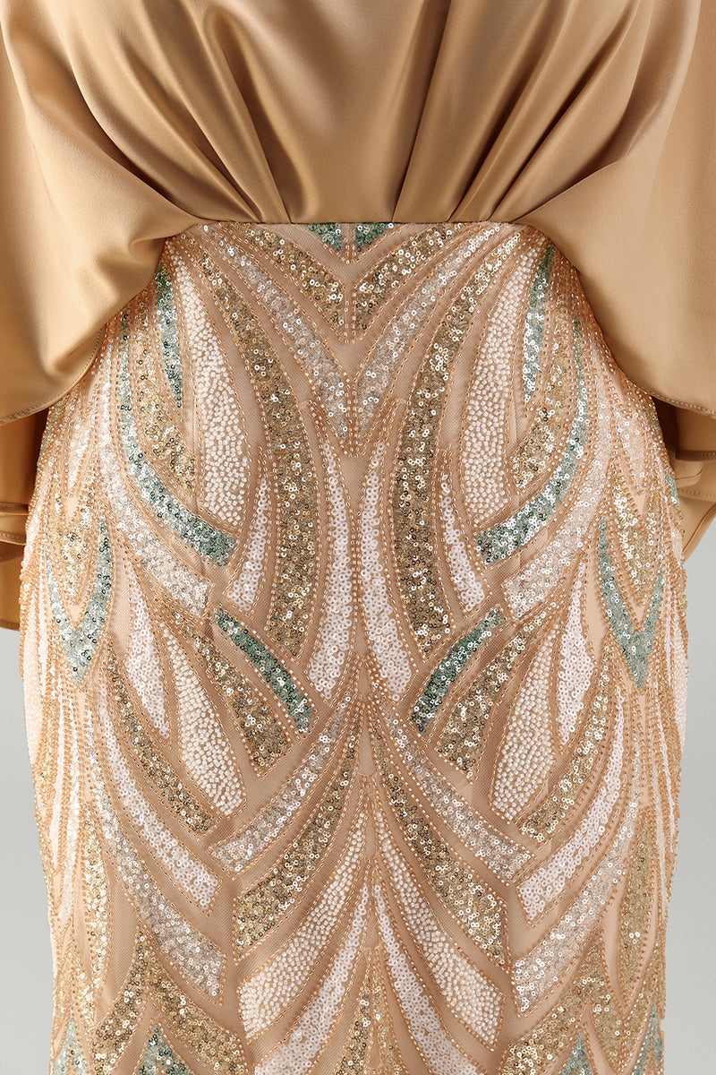 Load image into Gallery viewer, Sparkly Champagne Sequin Mermaid Long Mother of the Bride Dress