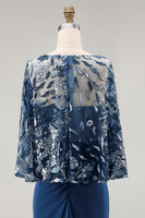 Load image into Gallery viewer, Sparkly Floral Navy Sequin Mermaid Ruched Long Mother of the Bride Dress