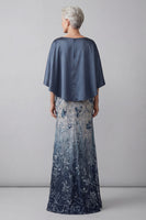Load image into Gallery viewer, Sparkly Navy Sequin Mermaid Long Floral Mother of the Bride Dress