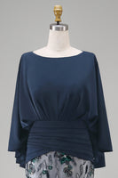 Load image into Gallery viewer, Sparkly Navy Sequin Mermaid Long Floral Mother of the Bride Dress